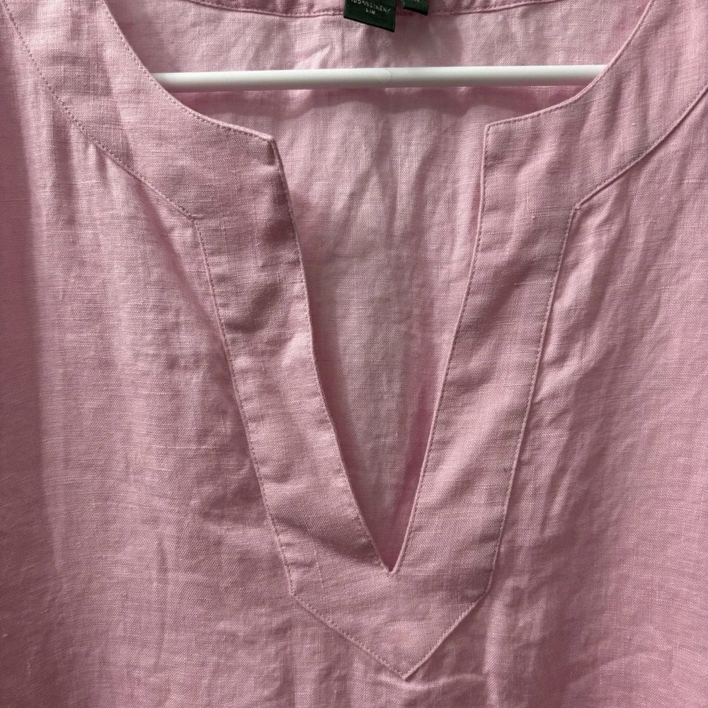Lauren Ralph Lauren Women's Pink 100% Linen Quiet Luxury 1X Top Blouse - Picture 3 of 6
